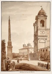 Az obeliszk a Sallustius Cirkuszból, 1833 (barna mosással készült rézkarc)